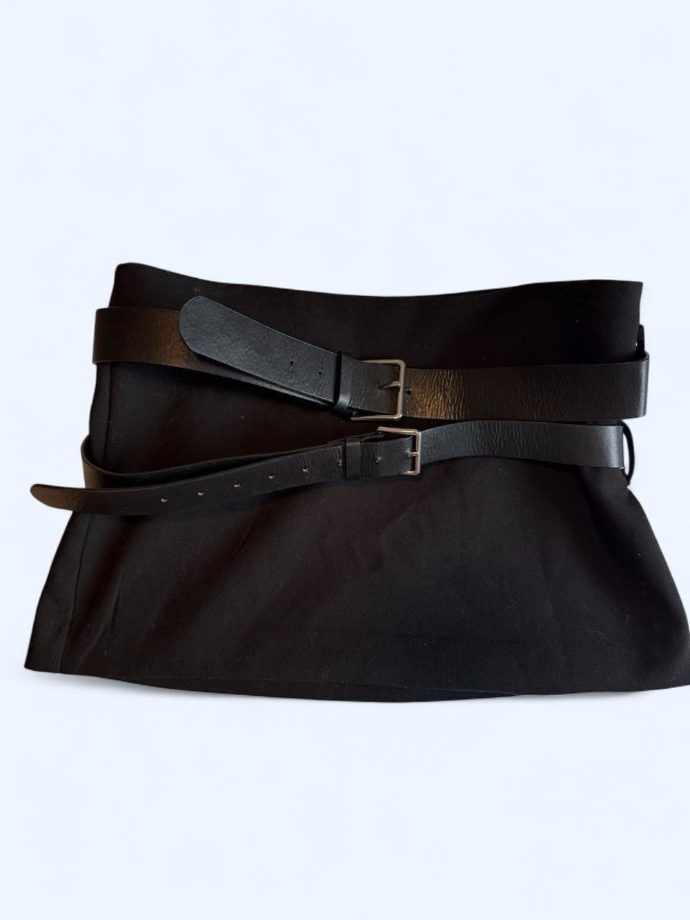Black Double belter mini skirt